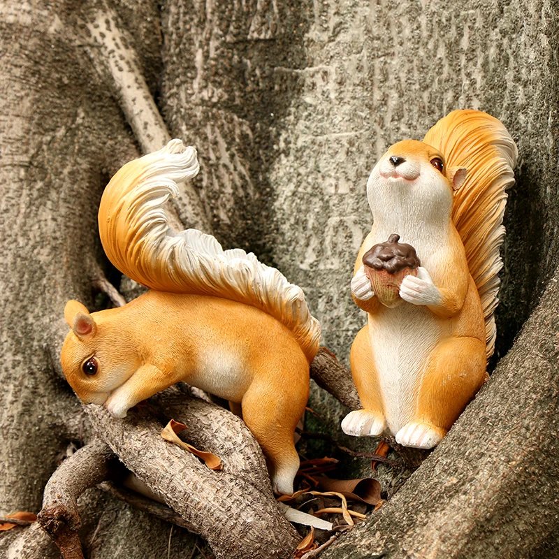 1 pc Squirrel Hanging Statues For Garden Decoration, OutdoorHanging Tree Decor With Screws And Hooks, Cute AnimalFigurines