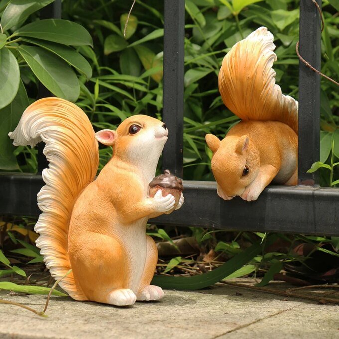 1 pc Squirrel Hanging Statues For Garden Decoration, OutdoorHanging Tree Decor With Screws And Hooks, Cute AnimalFigurines - Image 4