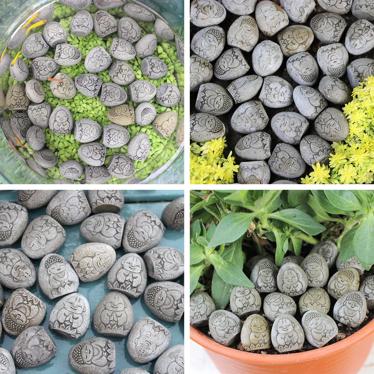 20-piece set of Zen resin Buddha paving stones, mini bonsai decorative statues, micro landscape creative ornaments