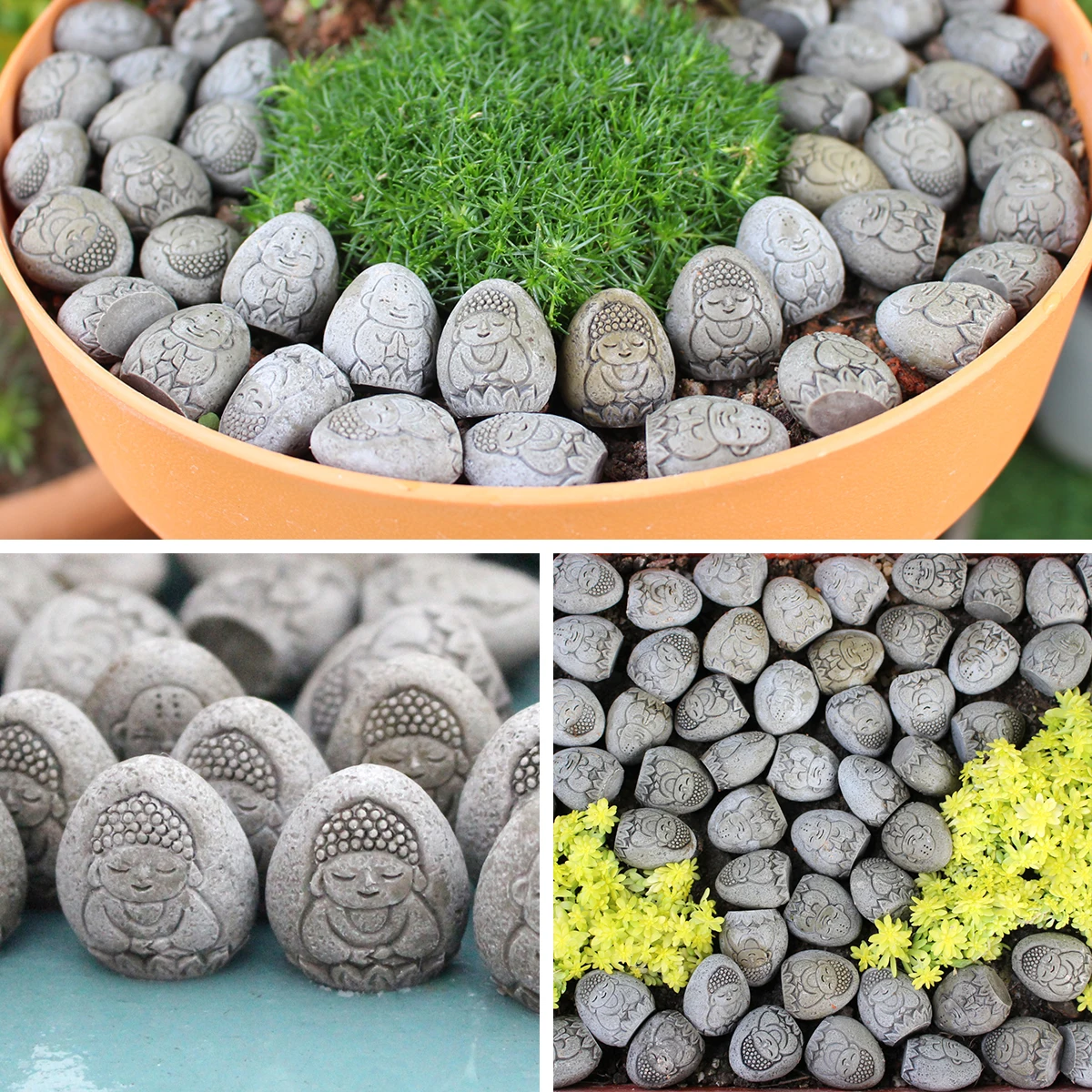 20-piece set of Zen resin Buddha paving stones, mini bonsai decorative statues, micro landscape creative ornaments