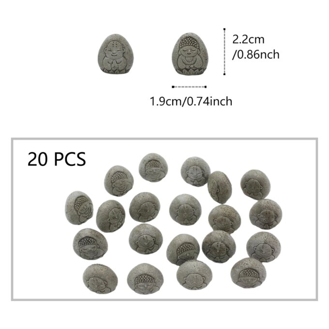 20-piece set of Zen resin Buddha paving stones, mini bonsai decorative statues, micro landscape creative ornaments - Image 6