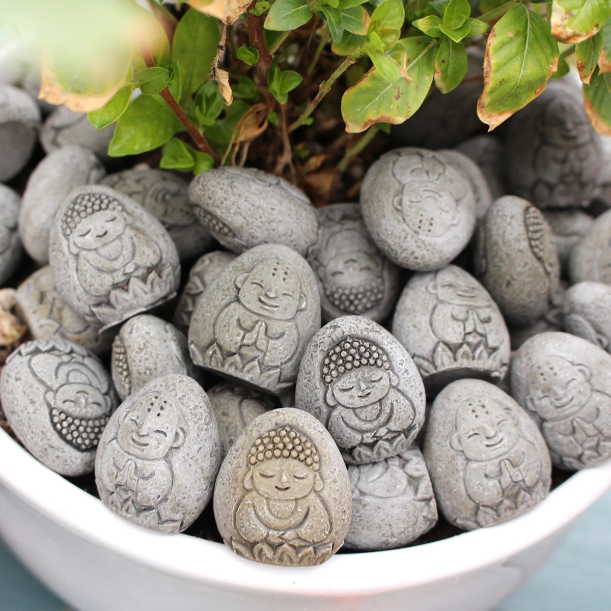 20-piece set of Zen resin Buddha paving stones, mini bonsai decorative statues, micro landscape creative ornaments
