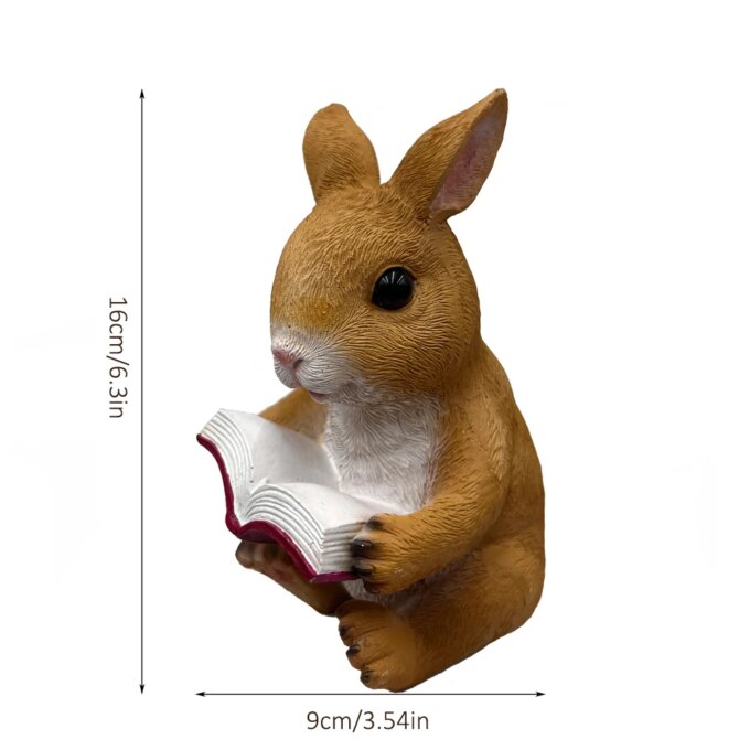 Charming Rabbit Reading Book Statue - Resin Bunny Garden Ornament, Perfect for Outdoor & Indoor Decor, Ideal Easter Gift - Image 5