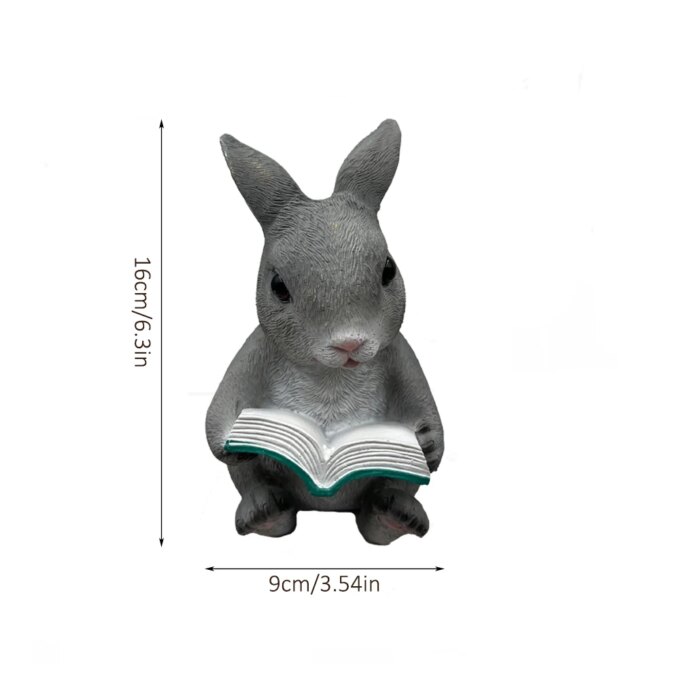 Charming Rabbit Reading Book Statue - Resin Bunny Garden Ornament, Perfect for Outdoor & Indoor Decor, Ideal Easter Gift - Image 6