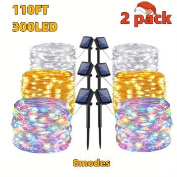 1/2/4 Pcs Solar LED String Light Fairy Copper Wire Lamp 30M/300LEDs Garden Waterproof Lights 8 Modes For Outdoor Holiday Decor