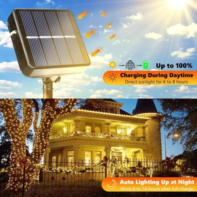 1/2/4 Pcs Solar LED String Light Fairy Copper Wire Lamp 30M/300LEDs Garden Waterproof Lights 8 Modes For Outdoor Holiday Decor - Image 2