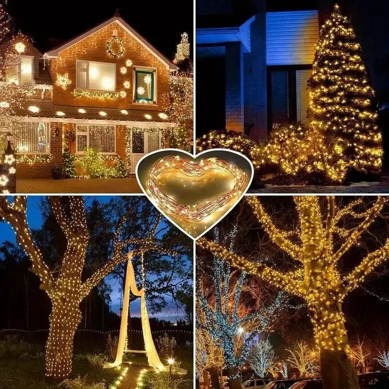 1/2/4 Pcs Solar LED String Light Fairy Copper Wire Lamp 30M/300LEDs Garden Waterproof Lights 8 Modes For Outdoor Holiday Decor