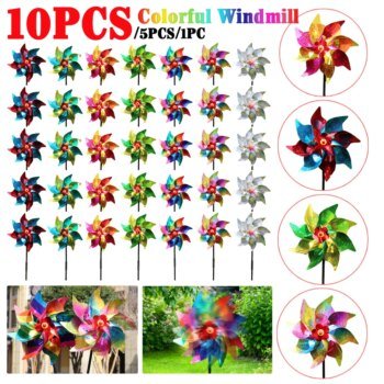 10/5/1PCS Pinwheel Garden Yard Colorful Windmill Stakes Decoracion  Outdoor Planter Decor Rainbow Pinwheels Home Decor