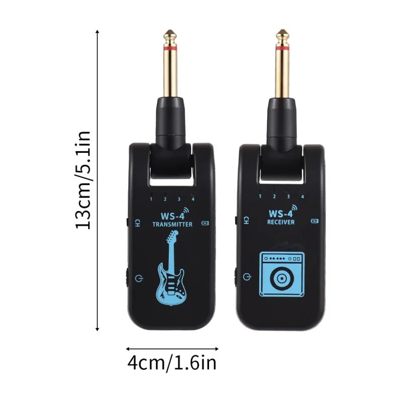 2.4G Wireless Guitar System Rechargeable Guitar Transmitter Receiver Plug Play Real-time Transmission for Electric Guitar Bass