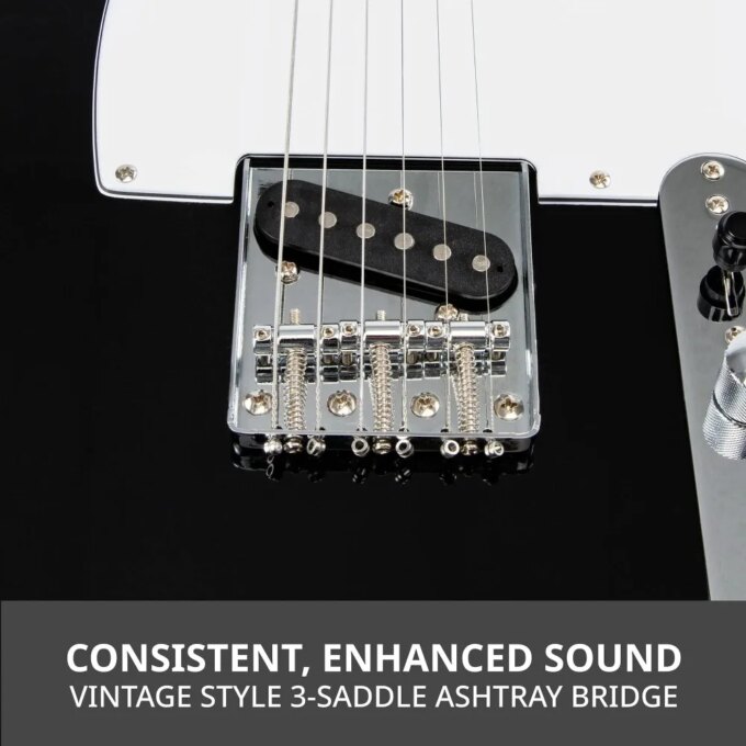39" Telecaster Solid Electric Guitar, Full-Size Paulownia Body - Image 4