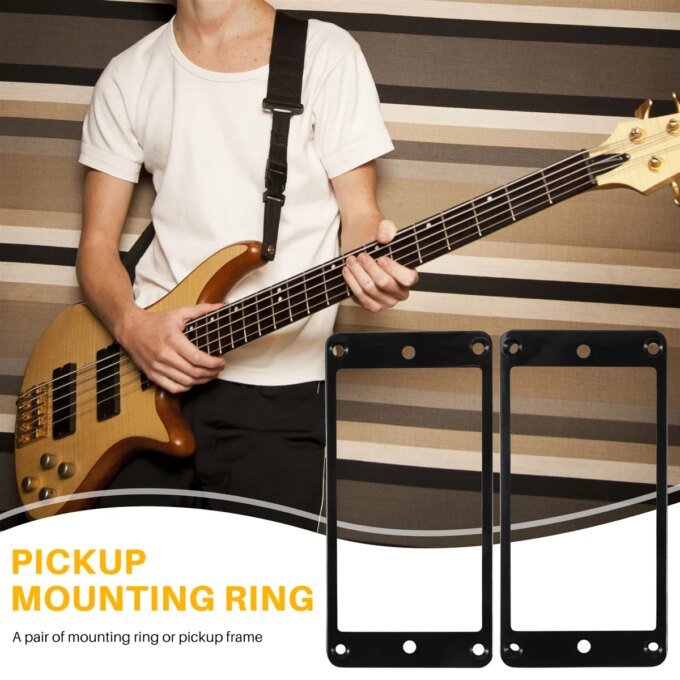 2PCS Black Curved Humbucker Pickups Frame Mounting Rings fo - Image 4