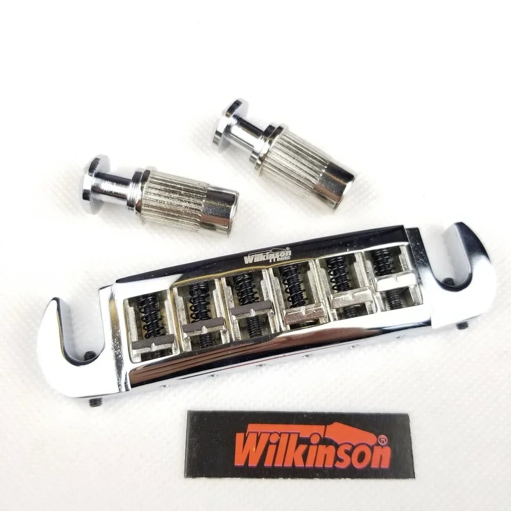 Wilkinson WOGT3 Tailpiece Bridge For LP Electric Guitar Chrome Silver Adjustable Wraparound Wilkinson WOGT3 Tailpiece Bridge For LP Electric Guitar Chrome Silver Adjustable Wraparound