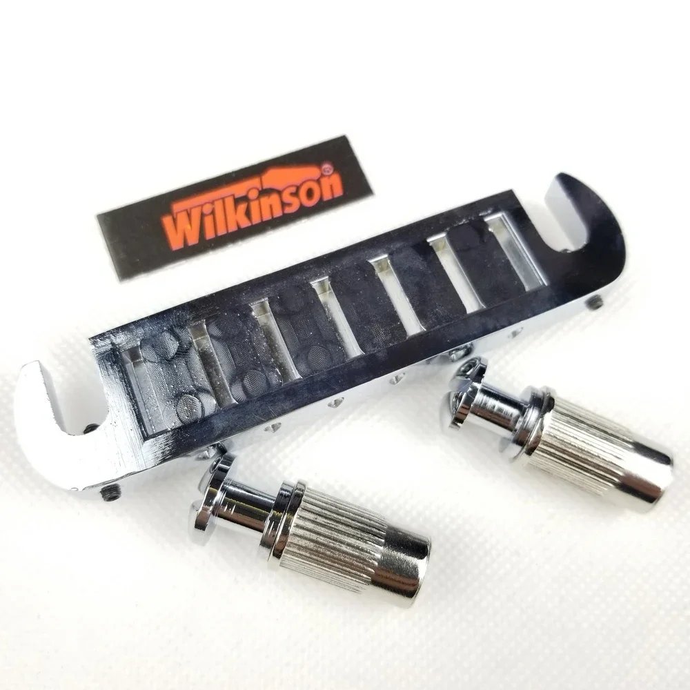 Wilkinson WOGT3 Tailpiece Bridge For LP Electric Guitar Chrome Silver Adjustable Wraparound Wilkinson WOGT3 Tailpiece Bridge For LP Electric Guitar Chrome Silver Adjustable Wraparound