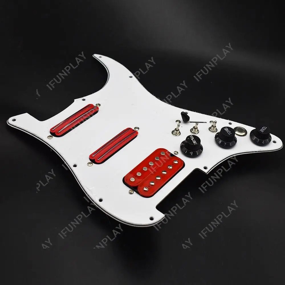 ST Electric Guitar Double Coil Pickup with Singlecut Wiring Loaded Prewired SSH Guitar Pickguard Scratchplate Assembly Black