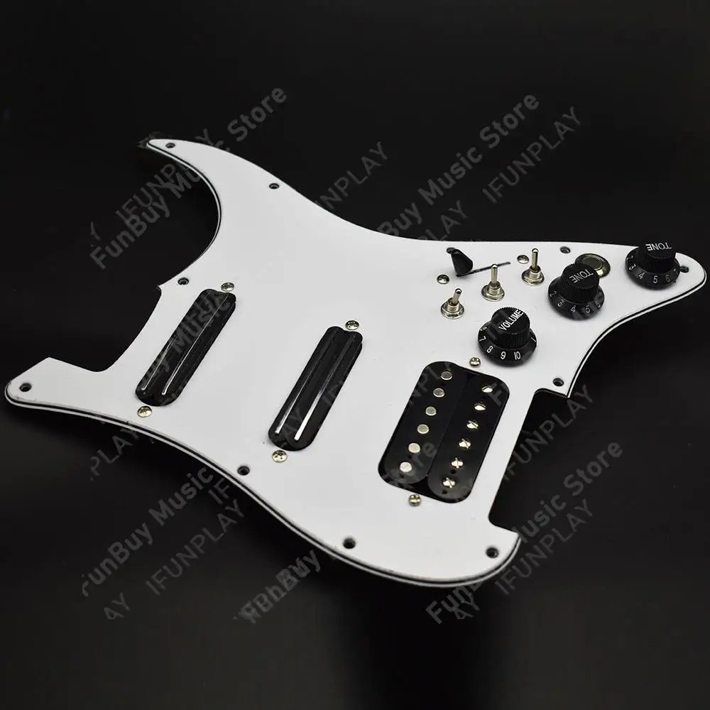 ST Electric Guitar Double Coil Pickup with Singlecut Wiring Loaded Prewired SSH Guitar Pickguard Scratchplate Assembly Black