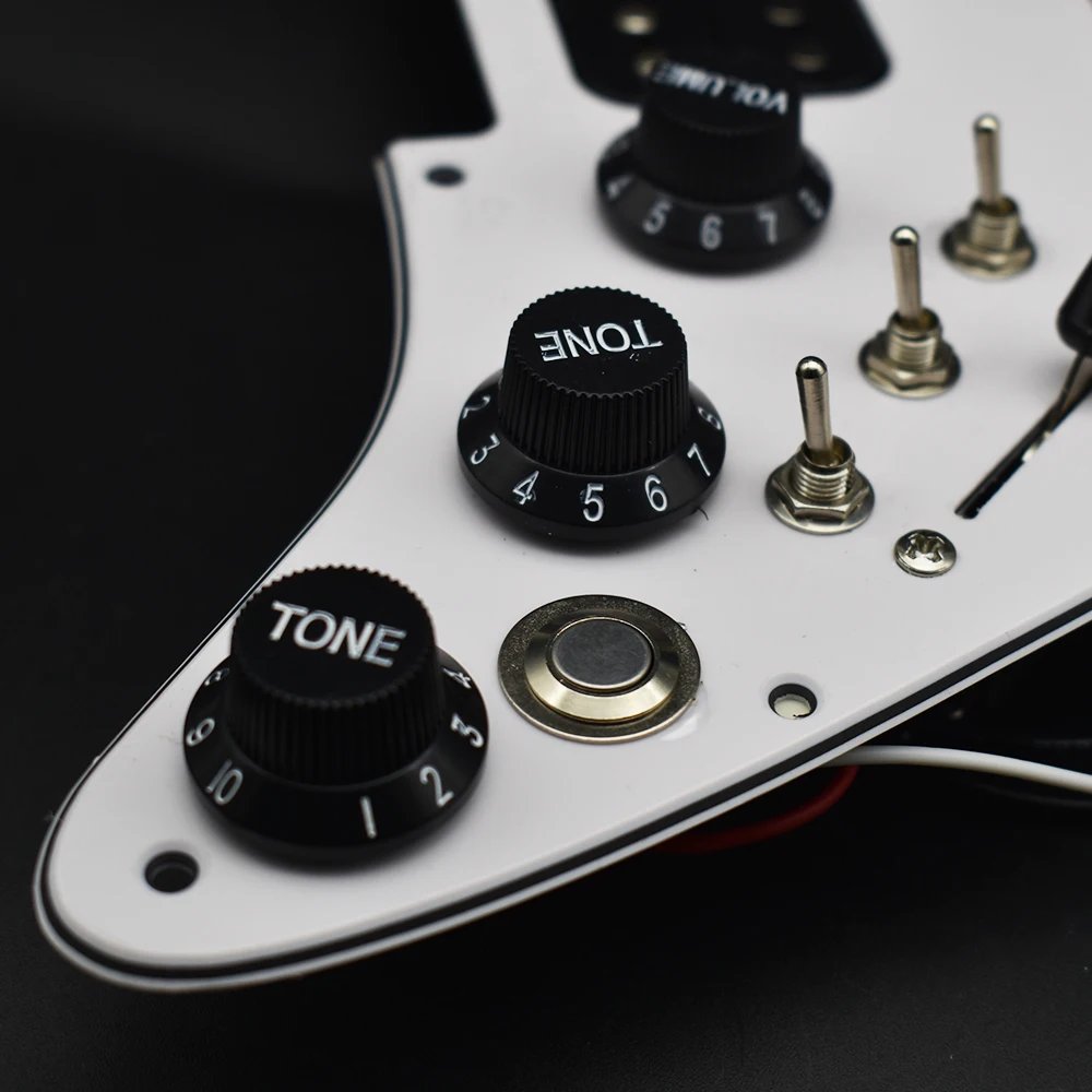 ST Electric Guitar Double Coil Pickup with Singlecut Wiring Loaded Prewired SSH Guitar Pickguard Scratchplate Assembly Black