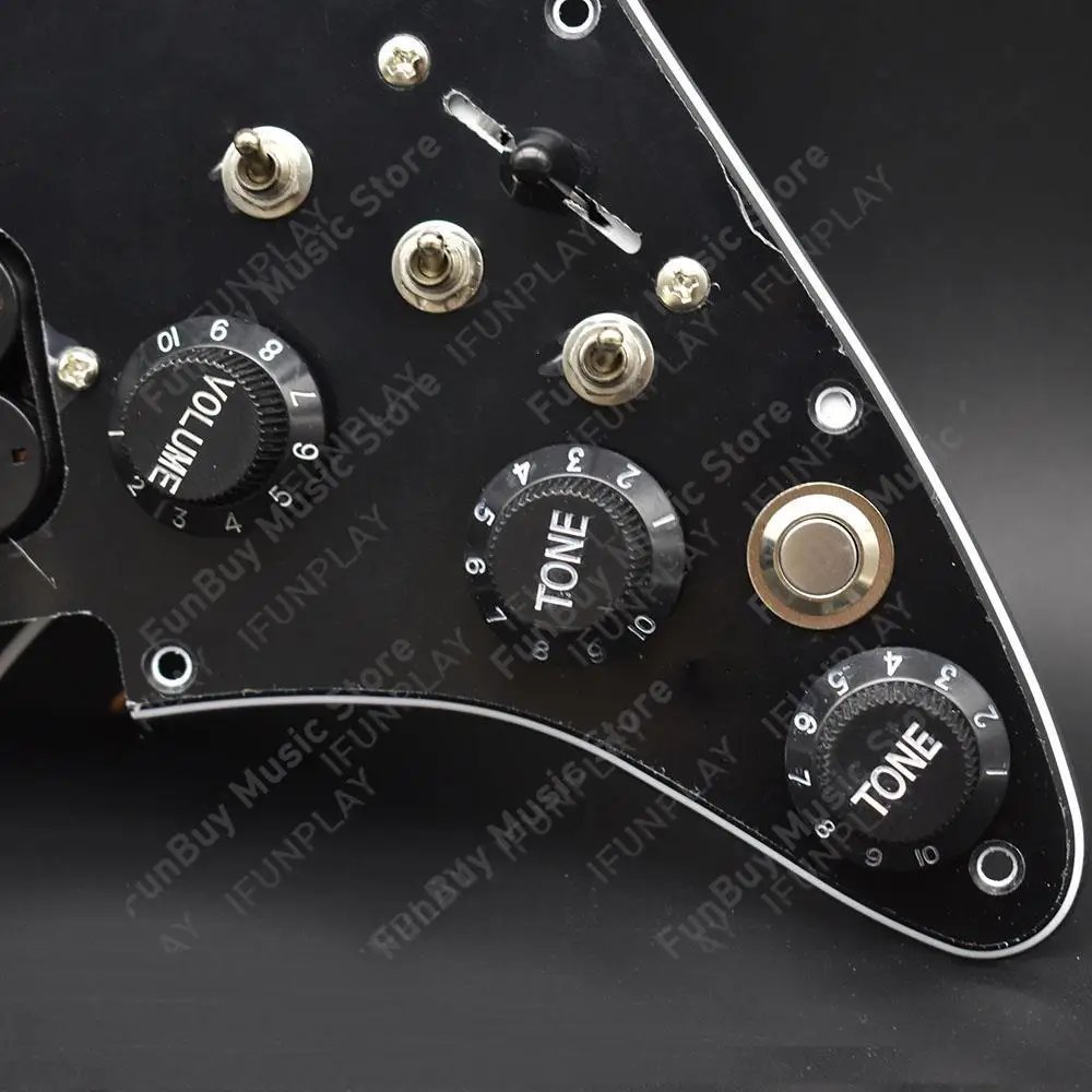 ST Electric Guitar Double Coil Pickup with Singlecut Wiring Loaded Prewired SSH Guitar Pickguard Scratchplate Assembly Black