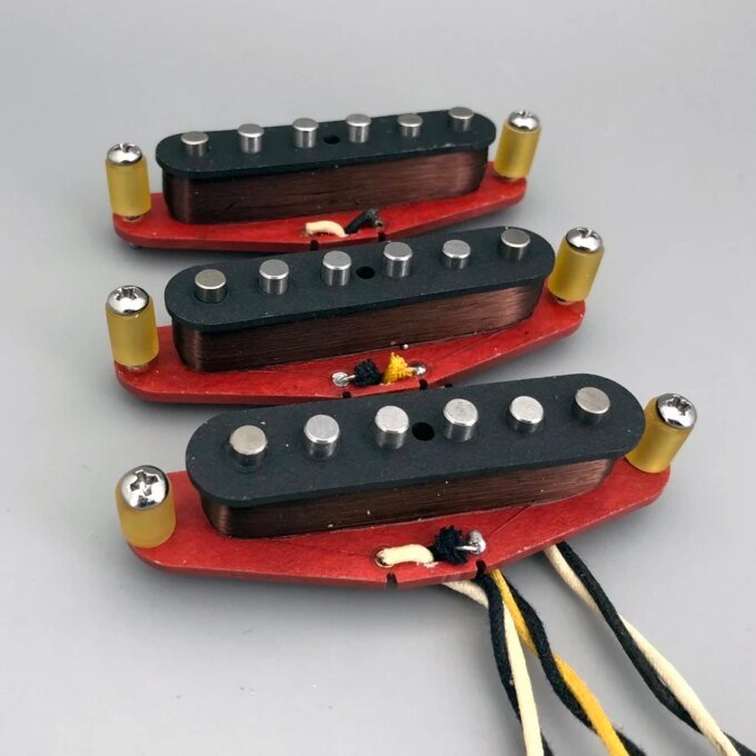 Yoran Sun Vintage 65 Guitar Pickups SSS Single Coil Handwound Alnico 5 Magnets 42 Plain Enamell Wires Middle Pickup Reverse top - Image 2