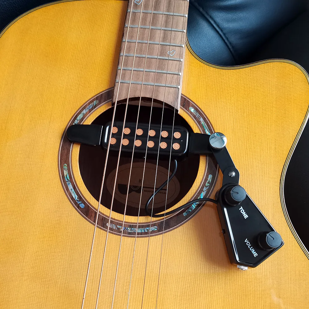 12-hole Acoustic Guitar Sound Hole Pickup Magnetic Transducer with Tone Volume Controller Audio Cable