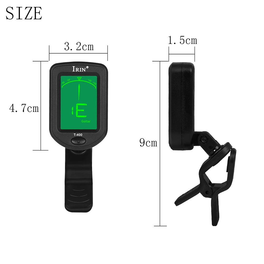 IRIN T-400 Guitar Tuner Digital Clip-On Tone Tuner for Electric Ukulele Bass Violin Universal 360Degree Rotatable Sensitive IRIN T-400 Guitar Tuner Digital Clip-On Tone Tuner for Electric Ukulele Bass Violin Universal 360Degree Rotatable Sensitive