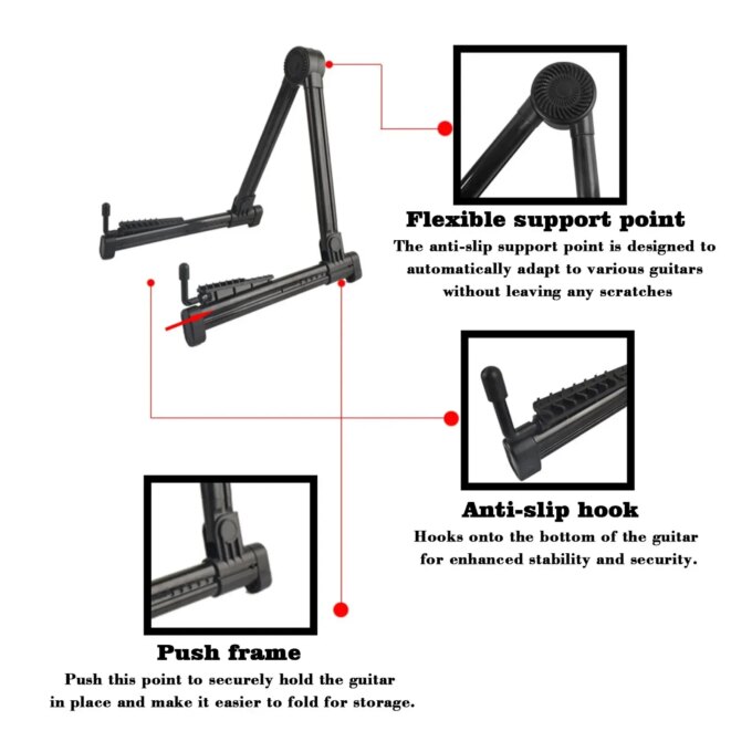 Miwayer Guitar Stand Folding A Frame Floor Universal ABS for Acoustic Classical Electric Bass Guitars Banjo Ukulele Portable - Image 5