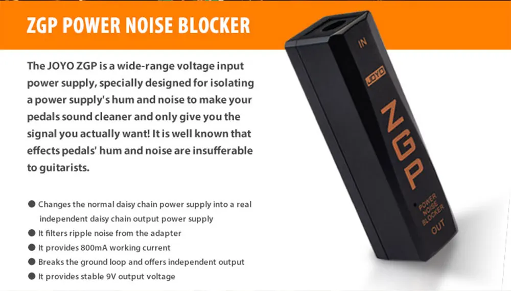 JOYO JP-06 ZGP Guitar Pedal Power Noise Blocker Support DC 9V Max 800mA Output Guitar Power Supply Noise Reducer JOYO JP-06 ZGP Guitar Pedal Power Noise Blocker Support DC 9V Max 800mA Output Guitar Power Supply Noise Reducer