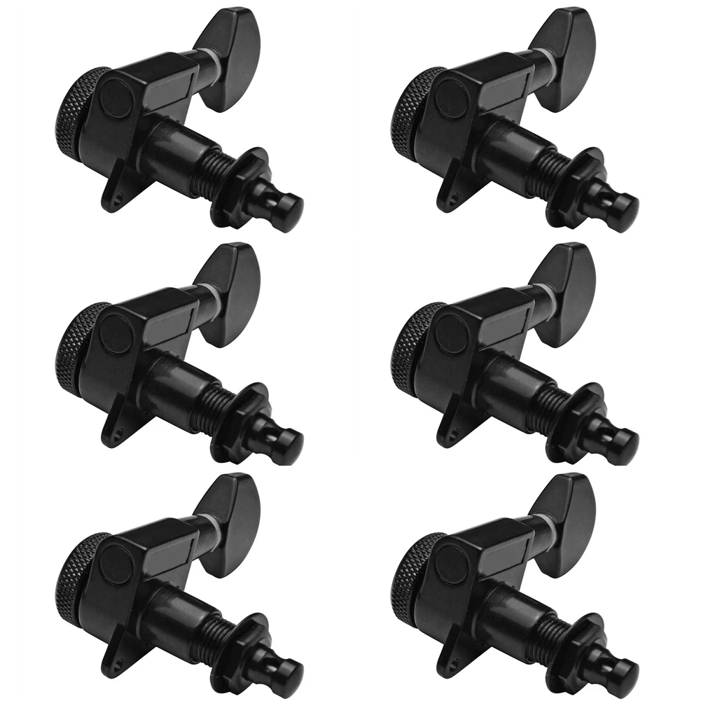 6Pcs Black Locking Tuners Reusable Sealed Machine Heads Tuners String Right Tuning Pegs for Acoustic Or Electric Guitar