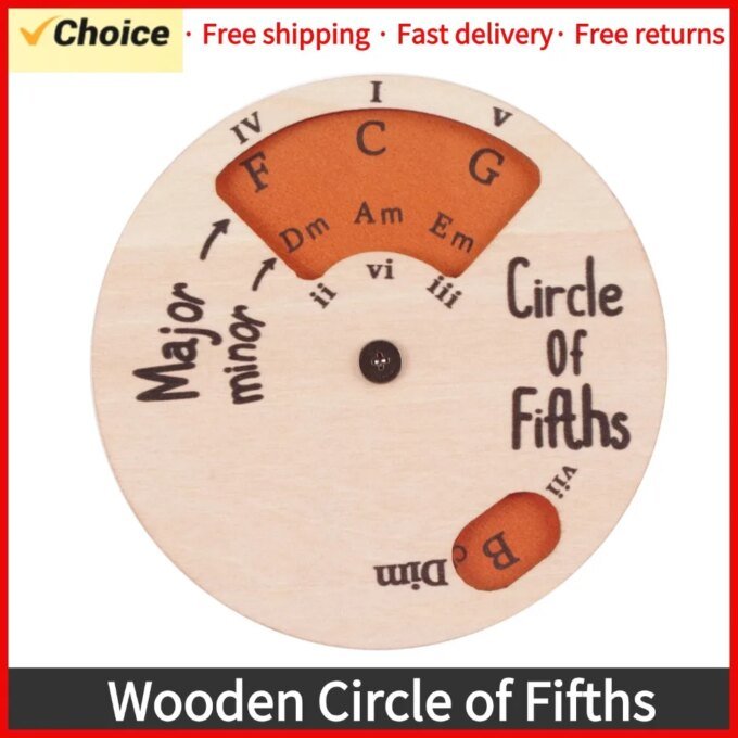 Wooden Circle of Fifths Wheel Melody Tool Chord Wheel Music Theory Learning Tool Fifth Degree Circle Music Accessories