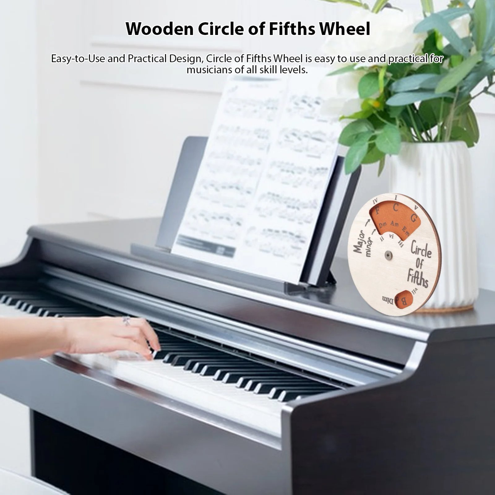 Wooden Circle of Fifths Wheel Melody Tool Chord Wheel Music Theory Learning Tool Fifth Degree Circle Music Accessories