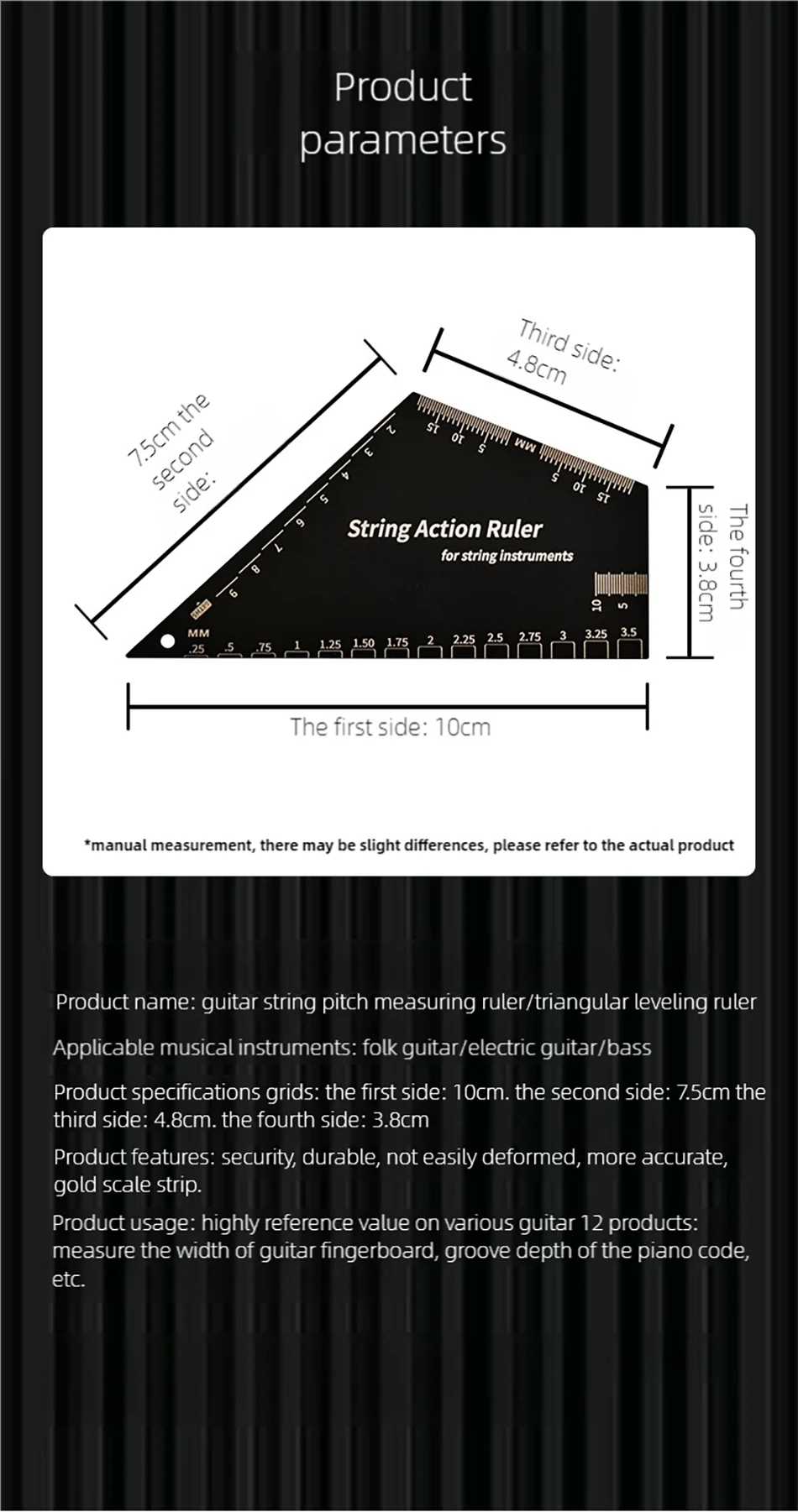 Stainless Steel Guitar Strings Action Height Ruler Guitar Leveling 2 In 1 Luthier Tool For Guitar Ukulele Bass