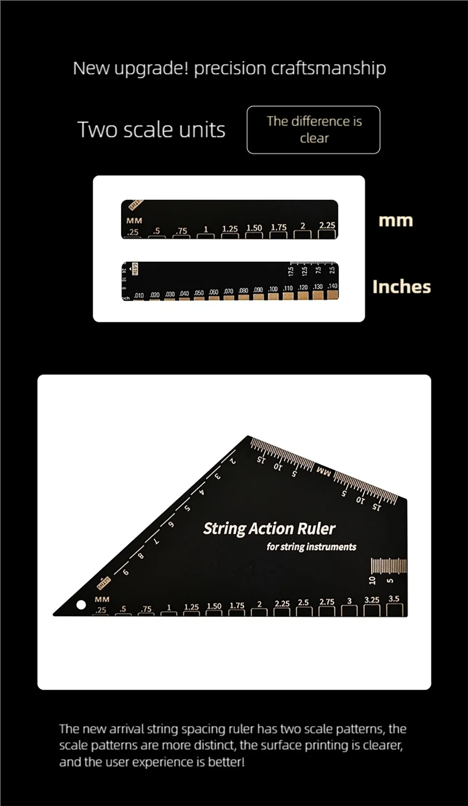 Stainless Steel Guitar Strings Action Height Ruler Guitar Leveling 2 In 1 Luthier Tool For Guitar Ukulele Bass