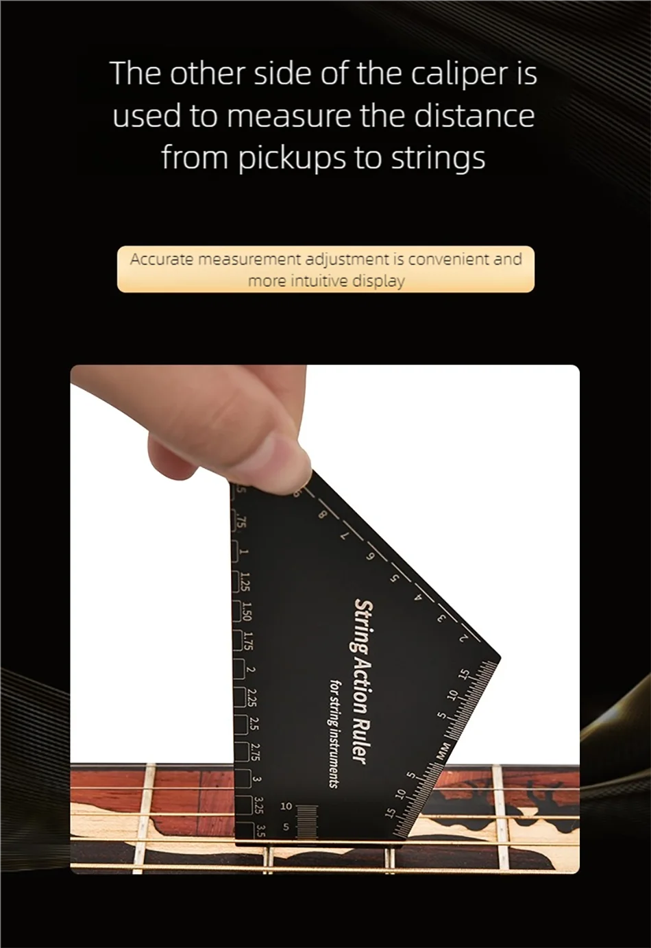 Stainless Steel Guitar Strings Action Height Ruler Guitar Leveling 2 In 1 Luthier Tool For Guitar Ukulele Bass