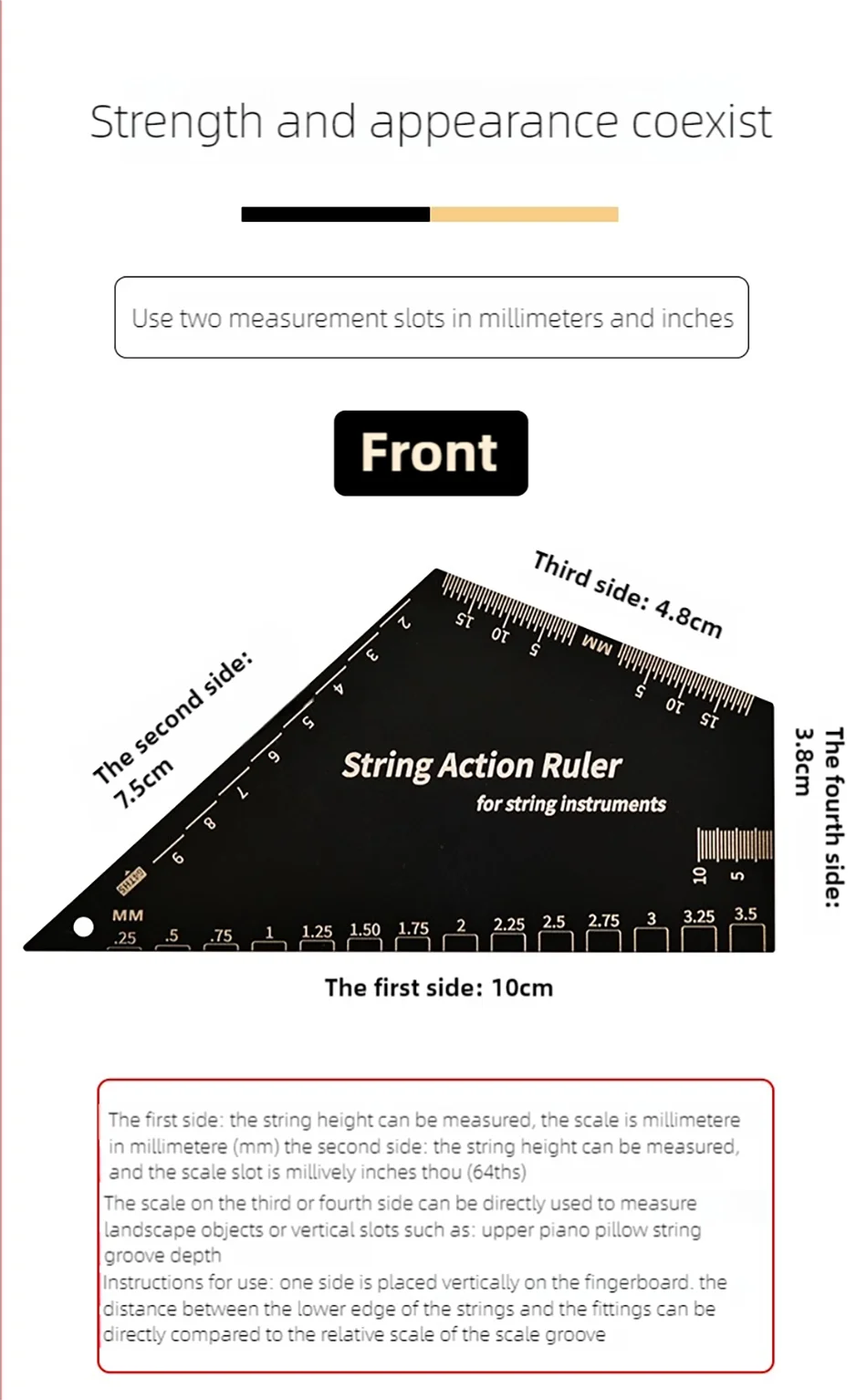 Stainless Steel Guitar Strings Action Height Ruler Guitar Leveling 2 In 1 Luthier Tool For Guitar Ukulele Bass