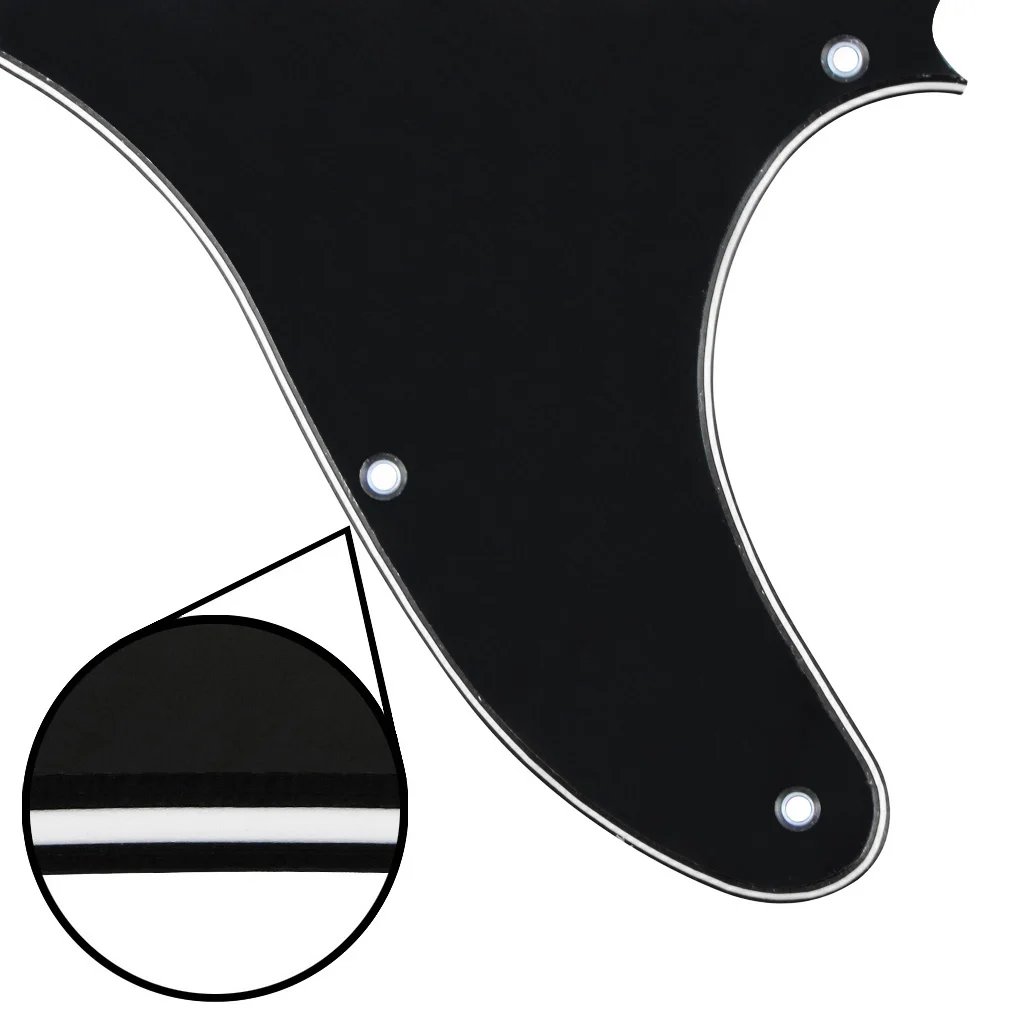 FLEOR Black 3ply 8 Holes TL Guitar Pickguard Mini Humbucker Route With Screws