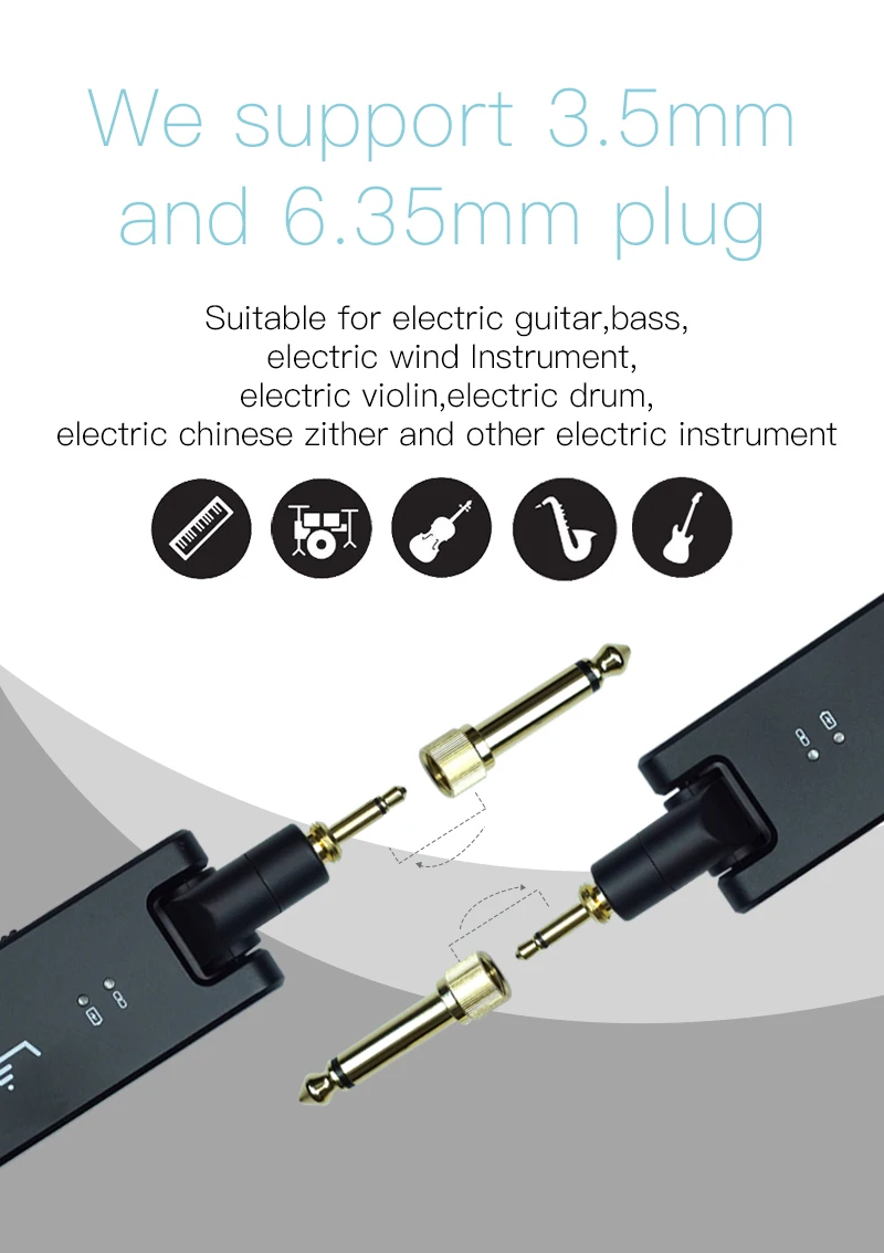 M-vave Wireless Guitar System 2.4G Guitar Transmitter Receiver 2 in 1 Plug 4 Channels Guitar Wireless with Rechargeable Box WP-8