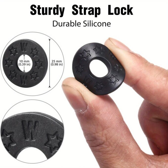 10pcs Professional Rubber Strap Locks for Electric Guitar and Bass - Secure and Safe Guitar Strap Locks with Gasket and Washer - Image 2