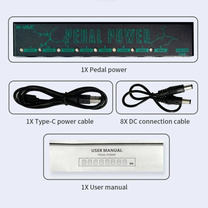 M-vave Guitar Effect Pedal Power Supply 8 Isolated DC Outputs/ 5V USB Output for 9V Protection Guitar Accessories - Image 6