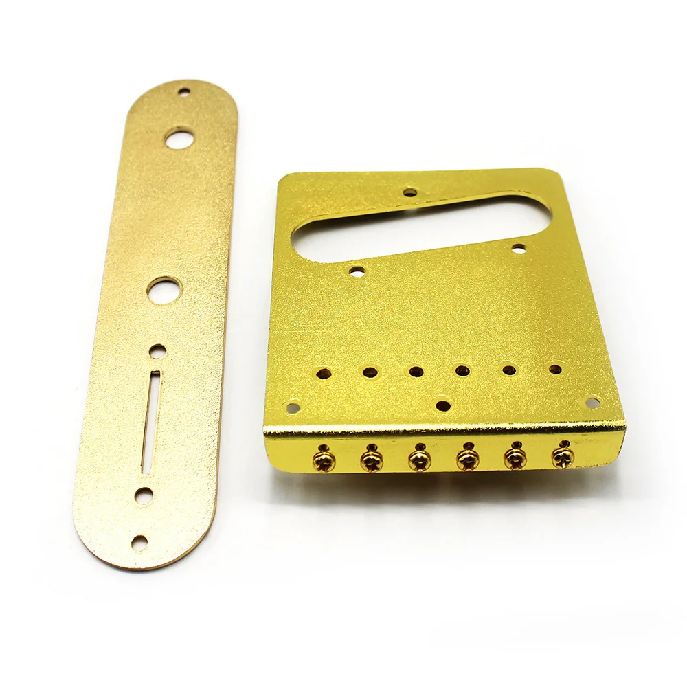 6 String Roller Saddle Bridge and Control Plate for TL Electric Guitar with Carving Decorative Pattern Strings Through Bridge