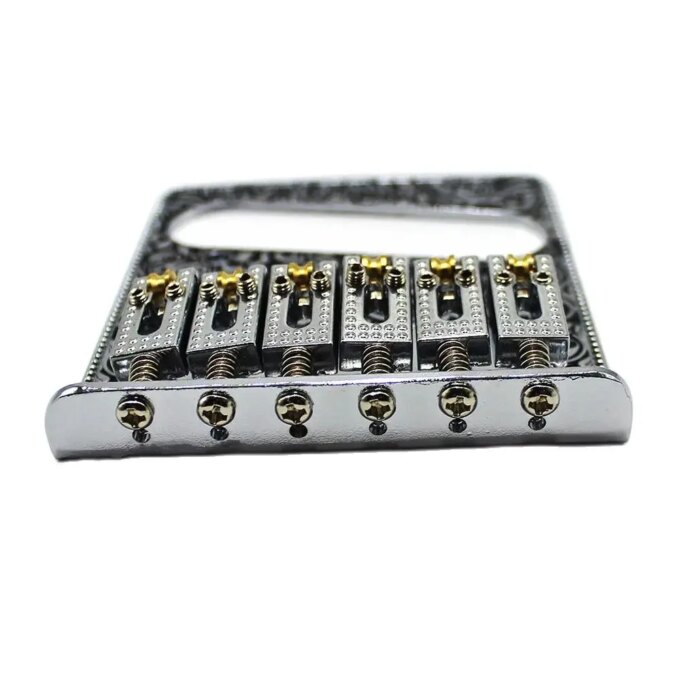 6 String Roller Saddle Bridge and Control Plate for TL Electric Guitar with Carving Decorative Pattern Strings Through Bridge - Image 5
