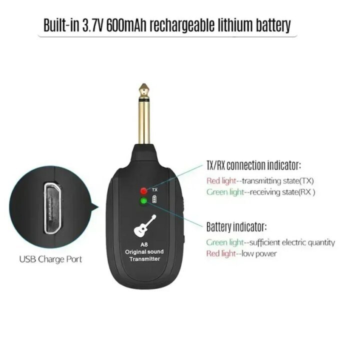 Wireless Guitar System Built in 4 channels Wireless Guitar TransmitterReceiver for Electric Guitar Bass Violin - Image 5
