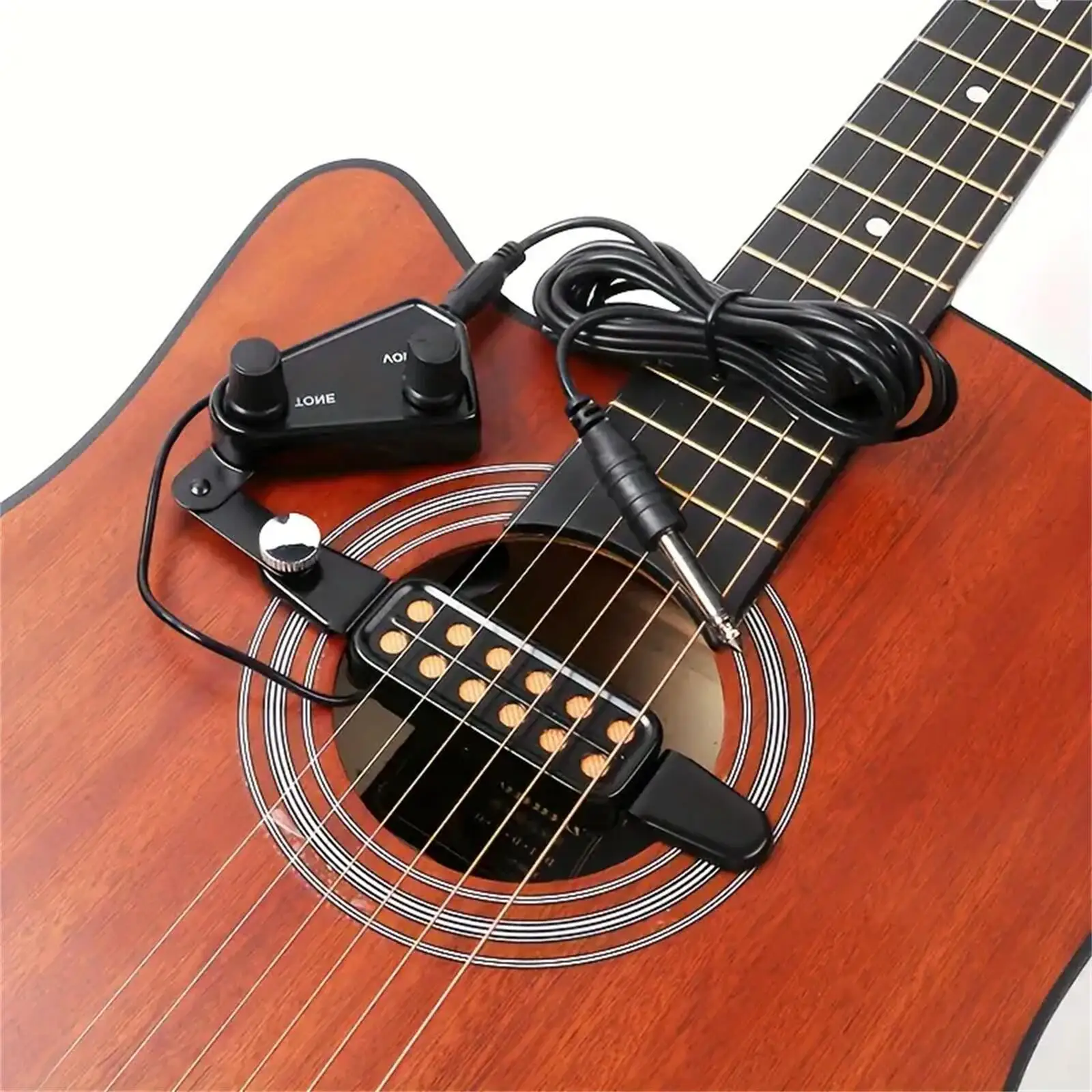 Premium Acoustic Guitar Pickup: 12-Hole Magnetic Transducer for Enhanced Sound, Adjustable Volume & Tone Knobs, Comes with High-