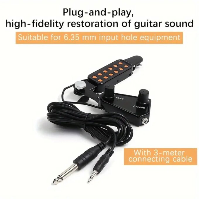 Premium Acoustic Guitar Pickup: 12-Hole Magnetic Transducer for Enhanced Sound, Adjustable Volume & Tone Knobs, Comes with High- - Image 4