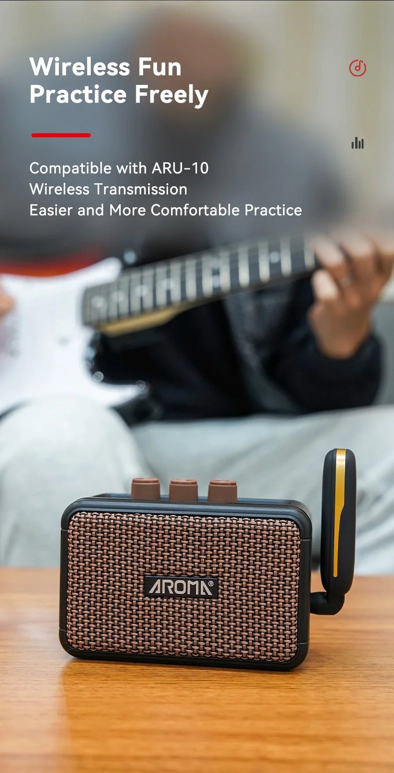 Mini Guitar Amplifier 5W Electric Guitar Amp Small Practice Guitar Amp with Bluetooth Clean & Overdrive Channels Portable