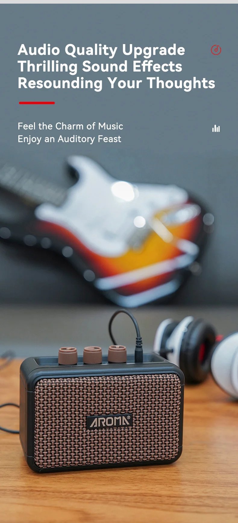 Mini Guitar Amplifier 5W Electric Guitar Amp Small Practice Guitar Amp with Bluetooth Clean & Overdrive Channels Portable