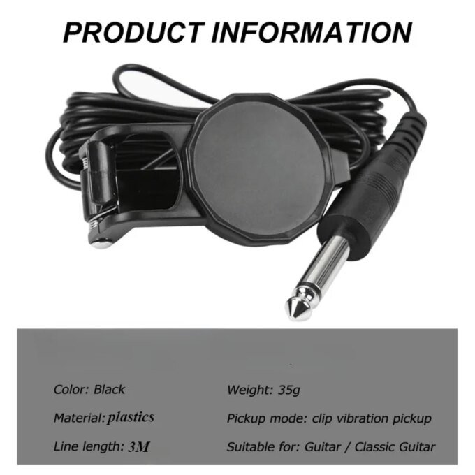 Length 3M Audio Jack Clip on Pickup for Acoustic GuitarMandolinBouzoukiViolinBanjoUkulele Sound Pickup Transducer Guitars - Image 5