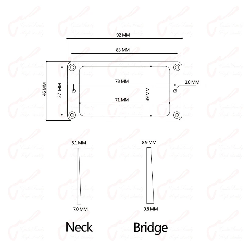 【Made in Korea】1 Set  Curved / Flat Humbucker Pickup Mounting Frames / Rings