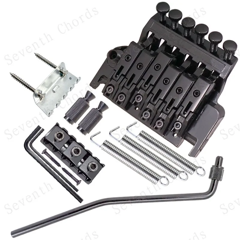 A Set Black Silver Tremolo Black Electric Guitar Bridge Double Locking Systyem Pulled 6 Strings Accessories Parts