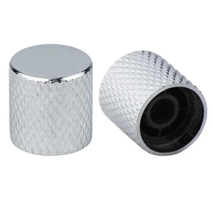 FLEOR 4pcs Metal Guitar Bass Knobs Control Knobs Chrome Flat Top - Image 2