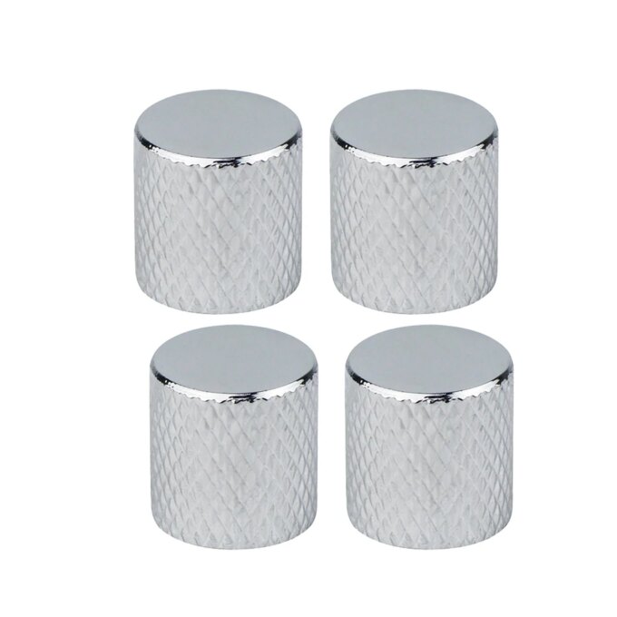 FLEOR 4pcs Metal Guitar Bass Knobs Control Knobs Chrome Flat Top - Image 5