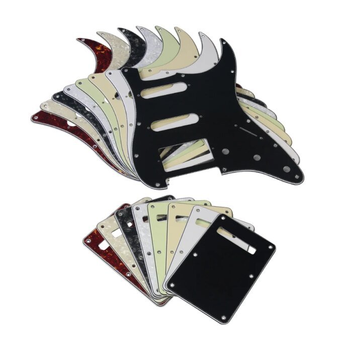 FLEOR Set of 11 Holes SSH ST Electric Guitar Pickguard HSS Scratch Plate & Back Plate & Screws, 8 Colors Choose
